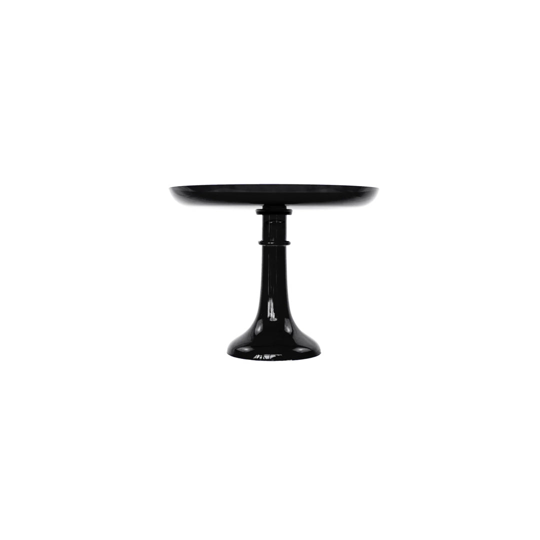 Estelle Colored Glass Cake Stand and Dome Black