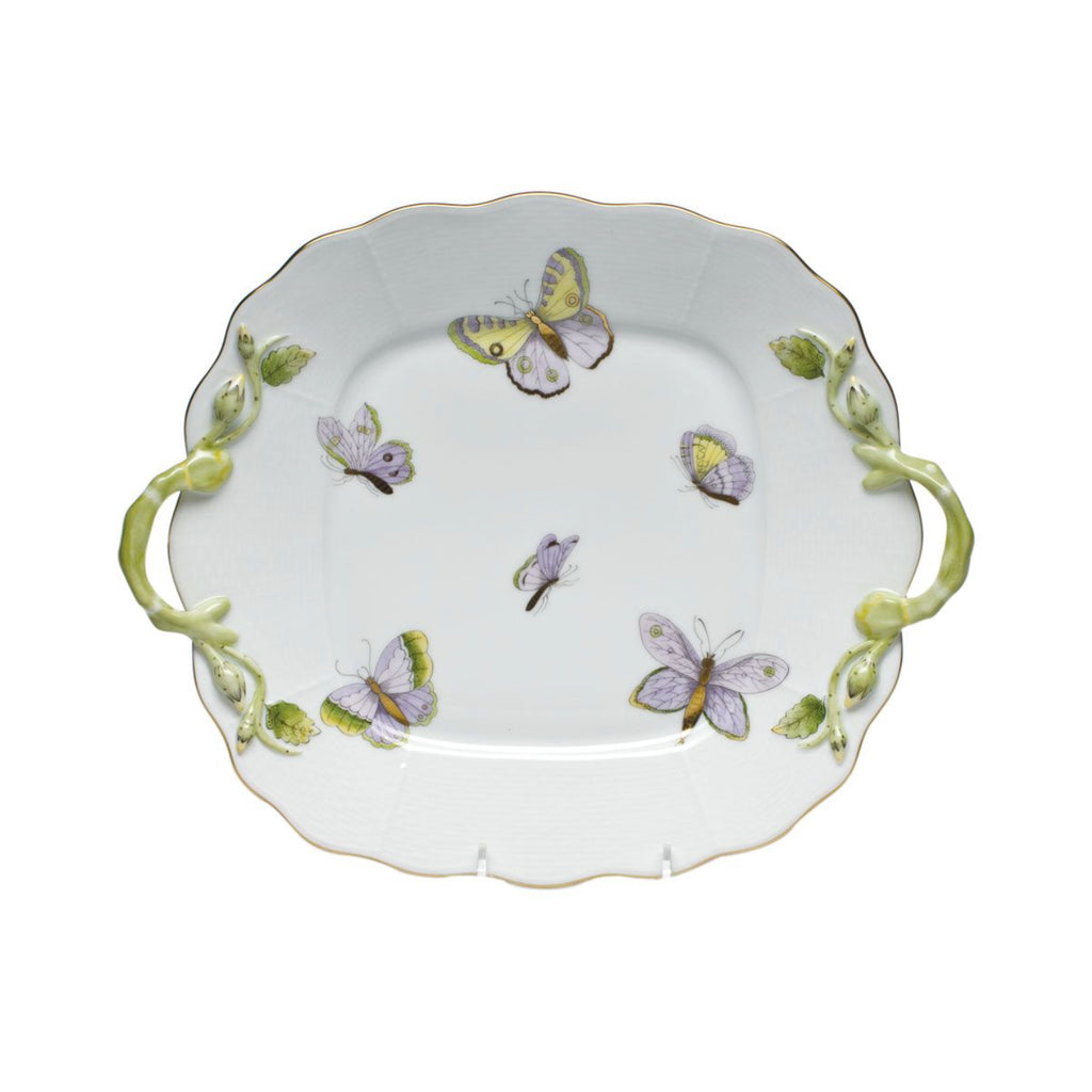 Royal Garden Square Cake Plate with Handles