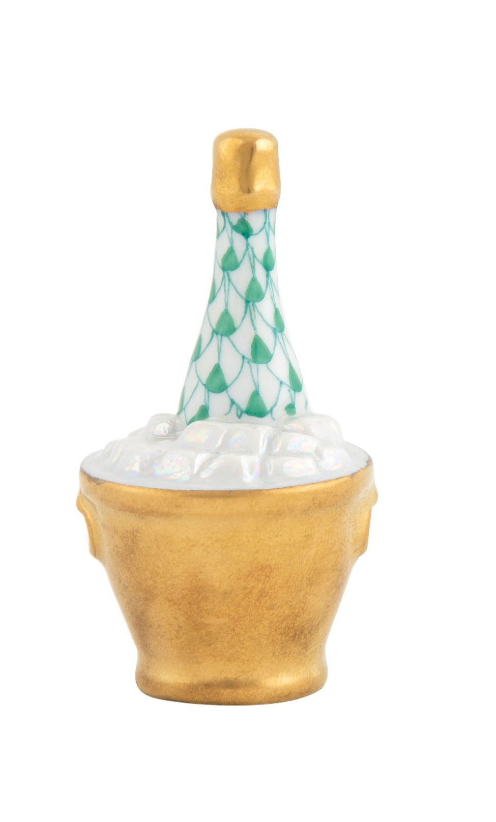 Fishnet Champagne Bucket Figurine, Green