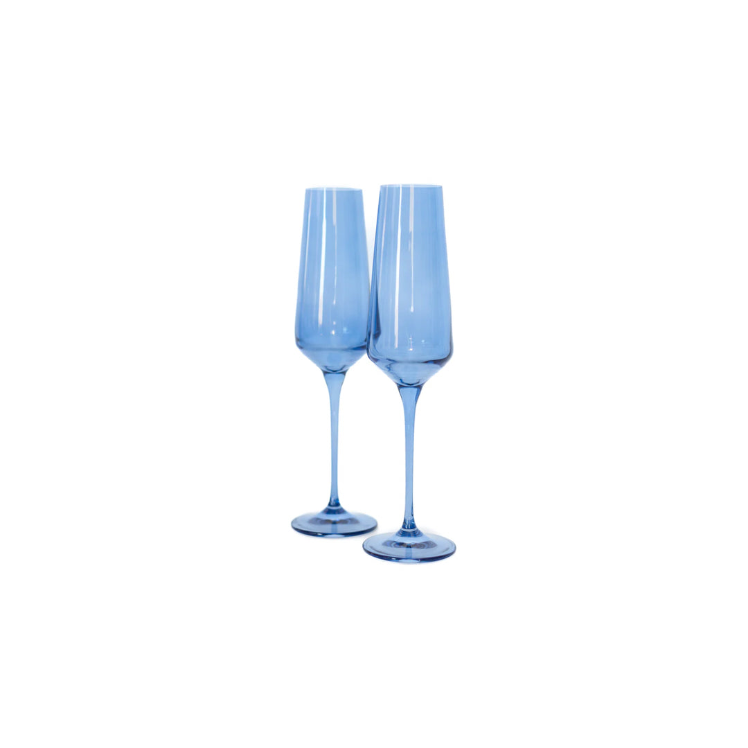 Estelle Colored Glass Champagne Flutes Cobalt Pair