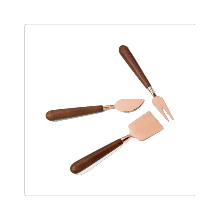 Copper & Wood Cheese Knives Set of Three