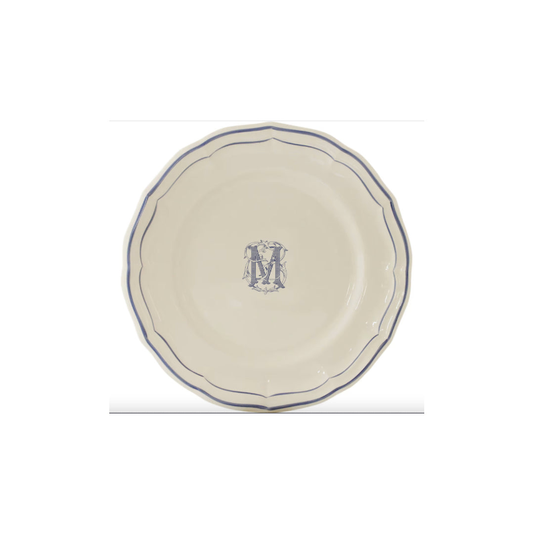 Filet Bleu Dinner Plate with Monogram M