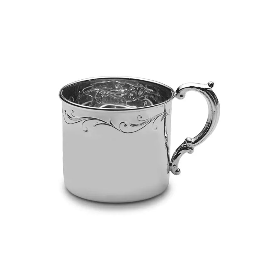 Floral Border Sterling Baby Cup