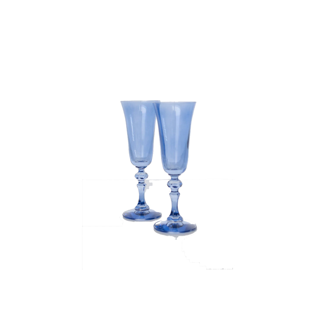 Estelle Colored Glass Regal Champagne Flute Cobalt, Pair