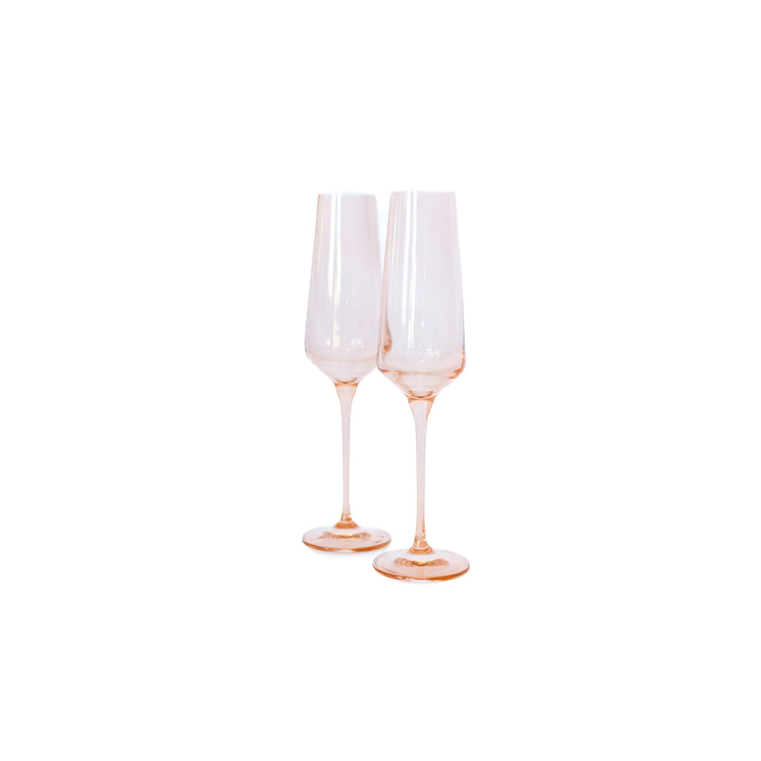 Estelle Colored Glass Champagne Flutes Blush Pair