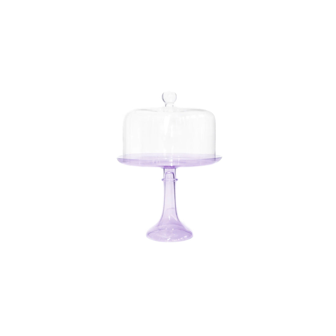 Estelle Colored Glass Cake Stand and Dome Lavender