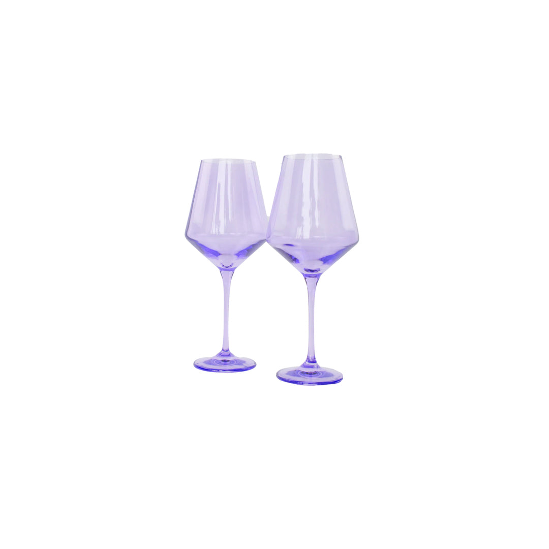 Estelle Colored Glass Stemware Lavender Pair