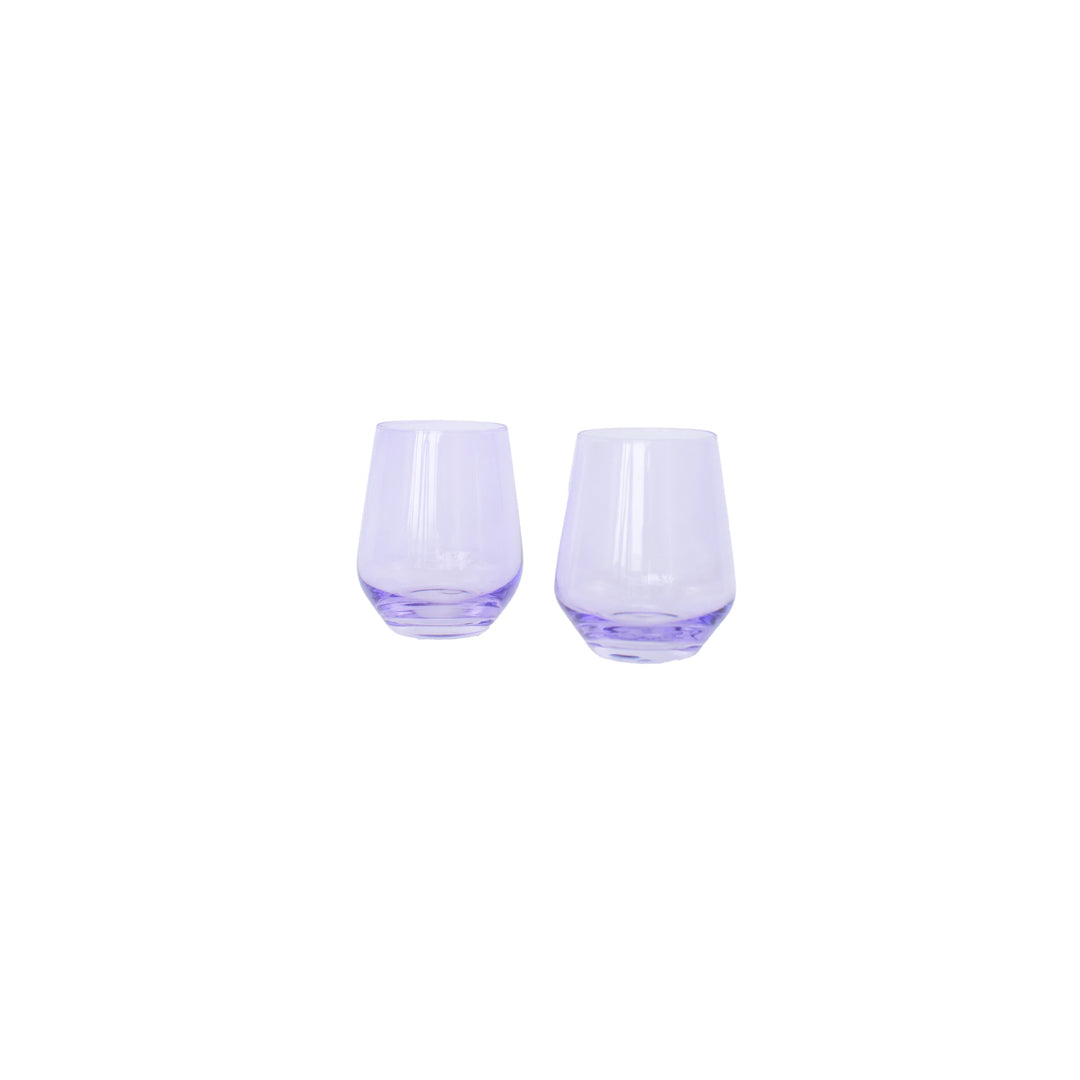 Estelle Colored Glass Stemless Lavender Pair
