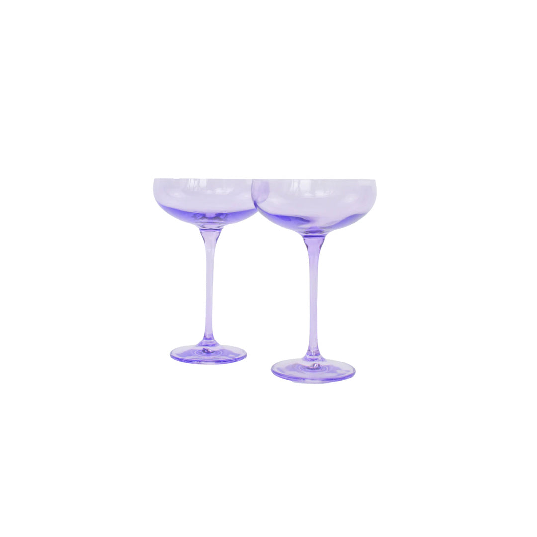 Estelle Colored Glass Coupe Lavender Pair