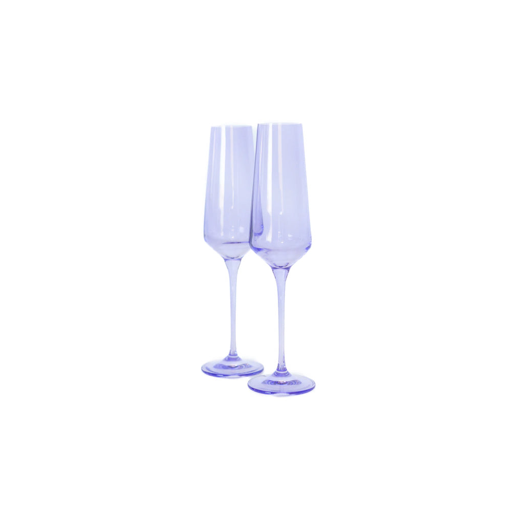 Estelle Colored Glass Champagne Flutes Lavender Pair
