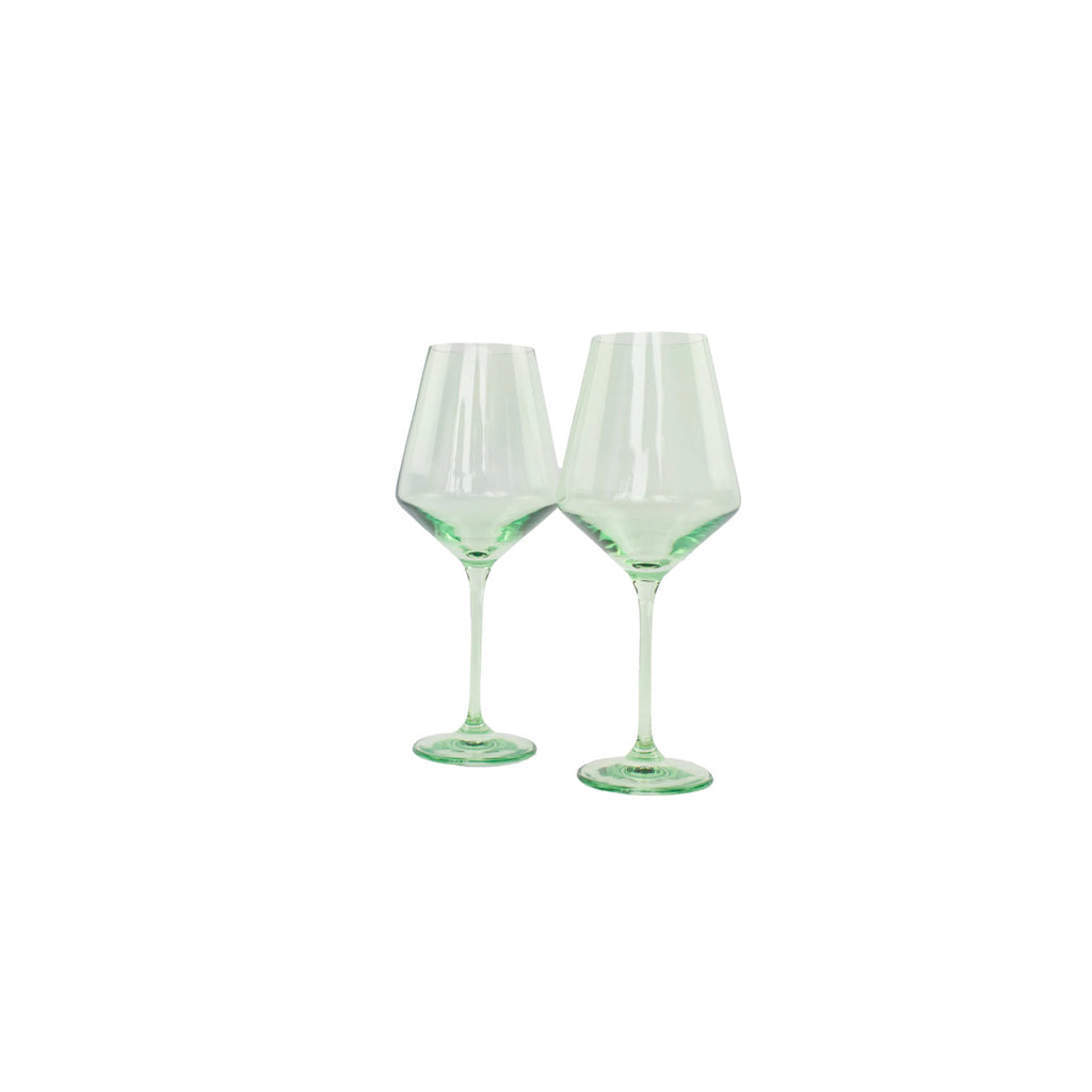 Estelle Colored Glass Stemware Mint Green Pair