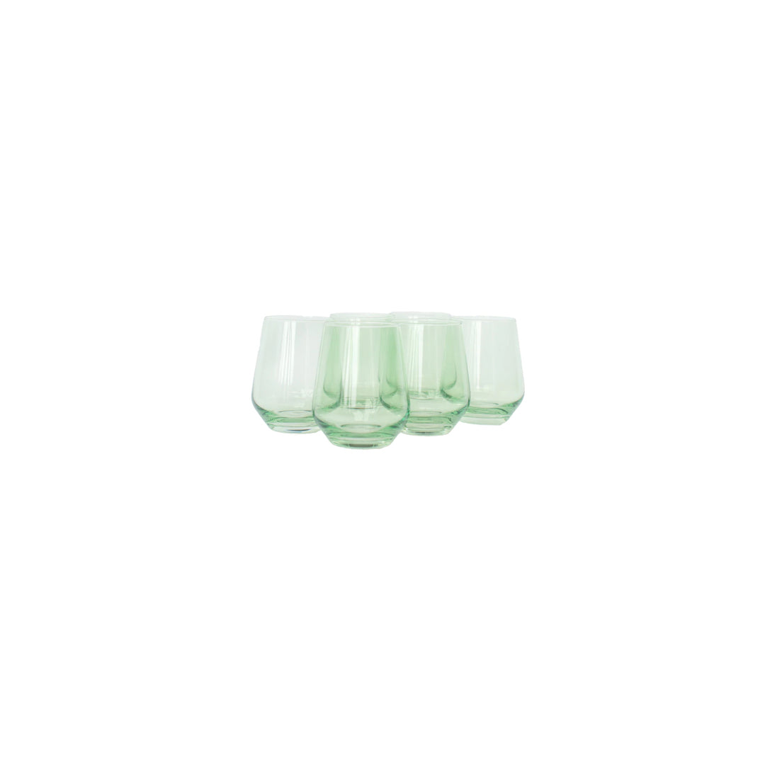 Estelle Colored Glass Stemless Mint Green Set of Six
