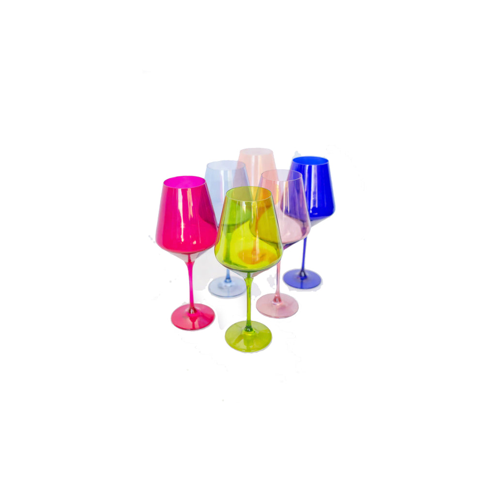 Estelle Colored Glass Stemware Mixed Set of Six