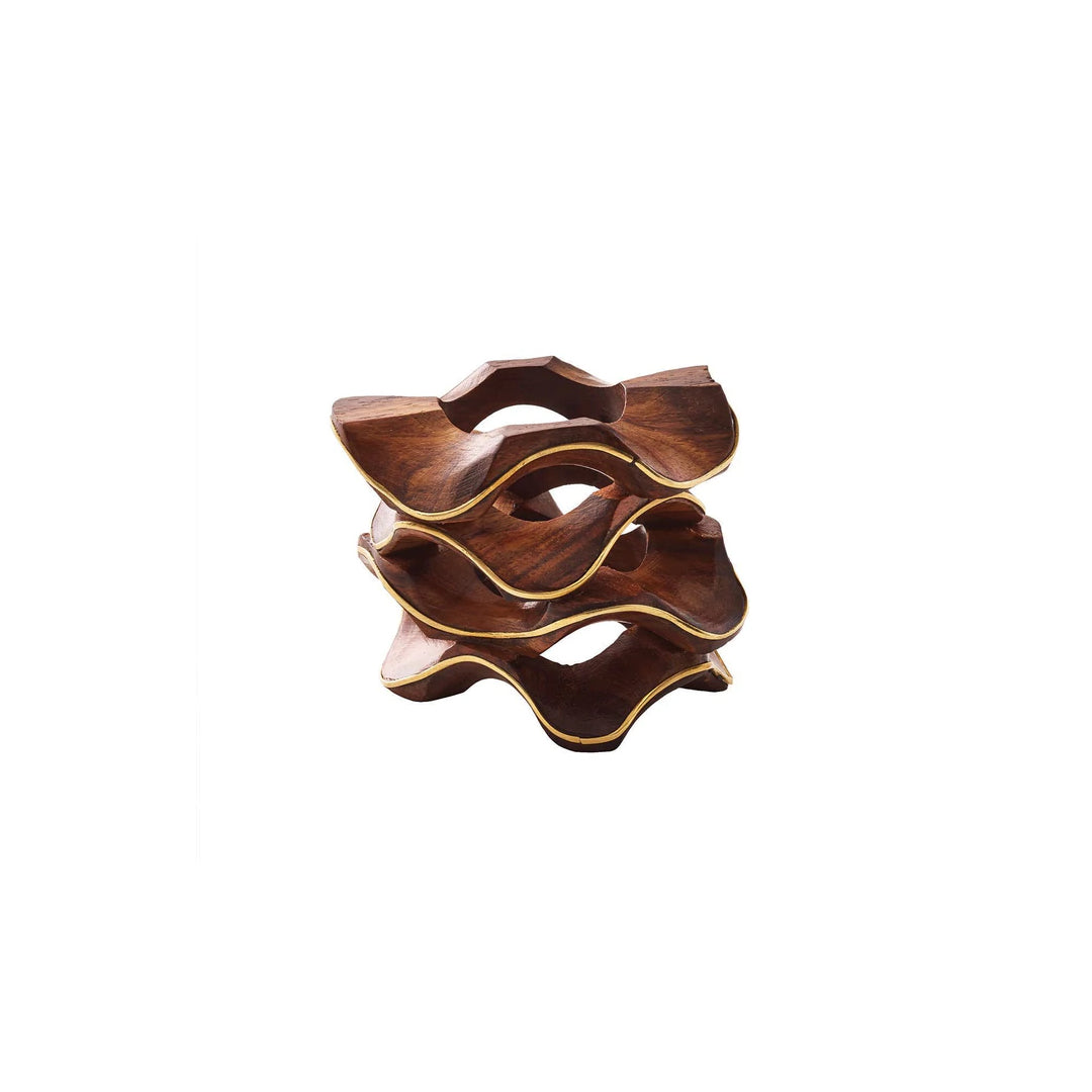 Pavilion Napkin Ring in Brown & Gold, Set of Four