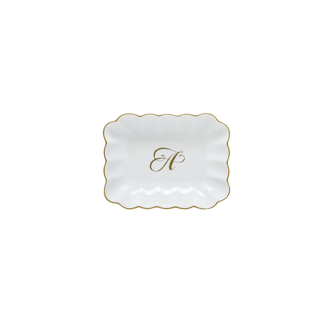 Oblong Dish with Monogram A