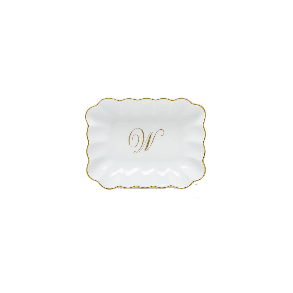 Oblong Dish with Monogram W