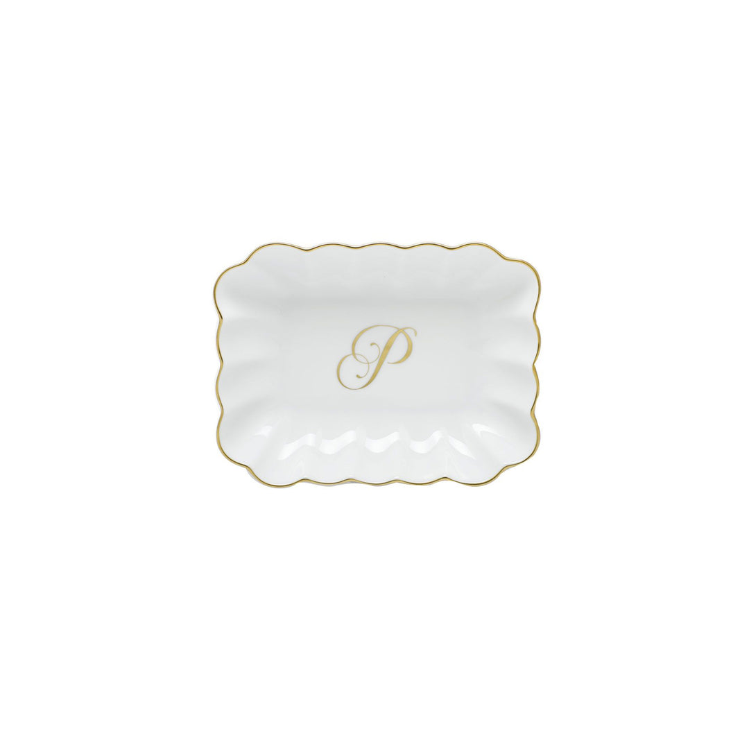 Oblong Dish with Monogram P
