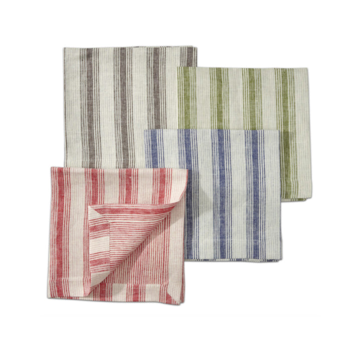 Reversible Stripe Napkins Blue Set of Four