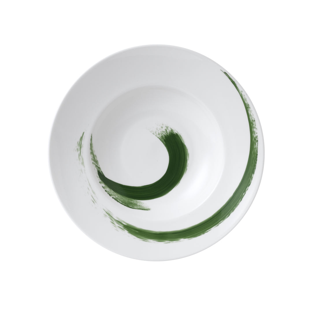 Brushstroke Green Rim Soup Plate