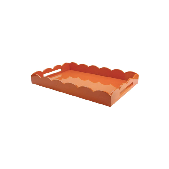 Scalloped Edge Lacquer Tray Large, Rust