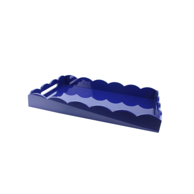 Scalloped Edge Lacquer Tray Large, Navy