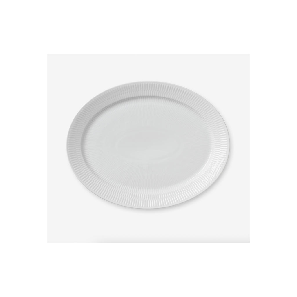 White Fluted Oval Platter Medium